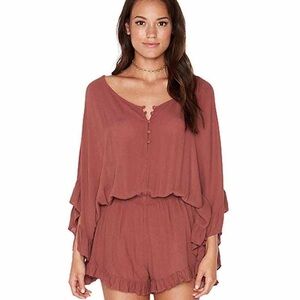 NWT L*Space Sz M/L Emily Bohemian Flowy Romper In Sahara